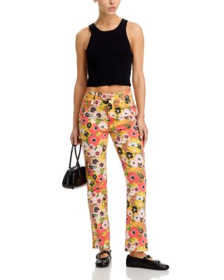 Smokin Double Flood High Rise Ankle Jeans in Flowers Al Fresco