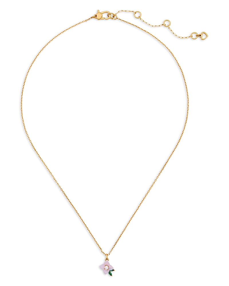 Kate Spade Gold-tone Cubic Zirconia Flower Pendant Necklace, 16" + 3" Extender In Multi/gold