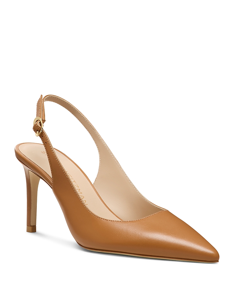 Stuart Weitzman Stuart Power 75 Pointed Toe Slingback Pump In Macchiato