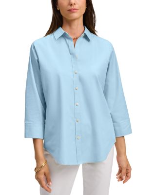 Margie 3/4 Sleeved Pinpoint Oxford Shirt