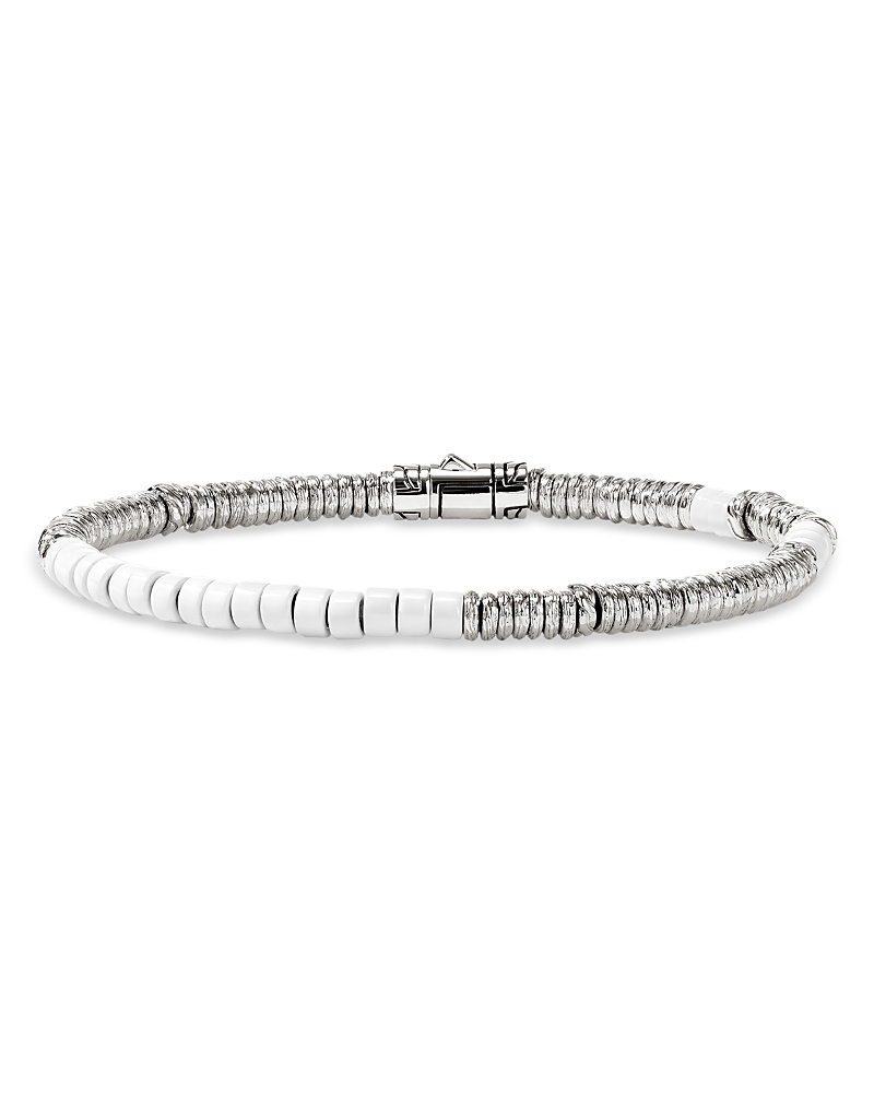 John Hardy Sterling Silver Heishi Enamel Bead Bracelet In Silver