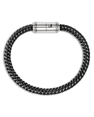 Men's Sterling Silver Woven Rubber Bracelet
