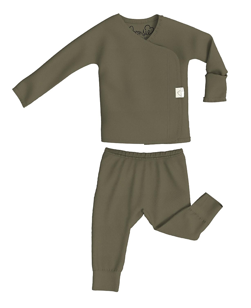 Shop Bonsie Baby Unisex Skin To Skin Two Piece Set- Baby In Oliveyou