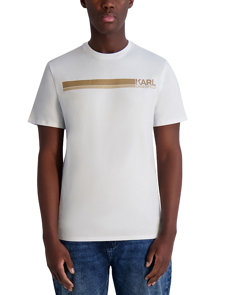 Karl Lagerfeld Paris Race Stripe Graphic T-shirt In White