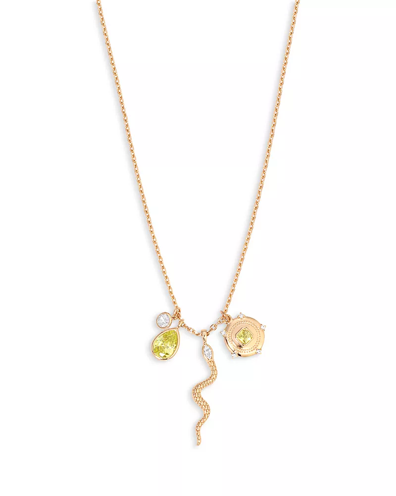 Ettika Mixed Cubic Zirconia Multi Charm Snake Pendant Necklace, 16