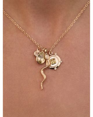 Mixed Cubic Zirconia Multi Charm Snake Pendant Necklace, 16"-19"