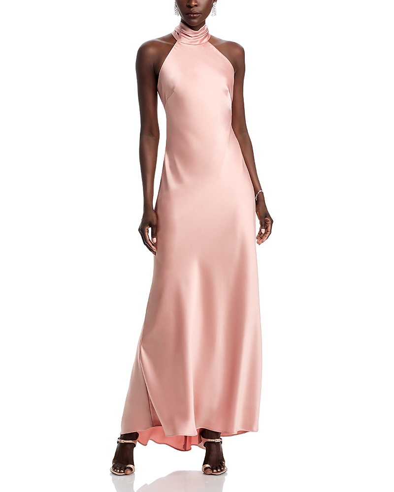 AQUA SLEEVELESS SATIN GOWN - EXCLUSIVE