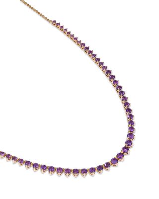 Amethyst Adjustable Tennis Necklace in 14K Yellow Gold, 14-17"