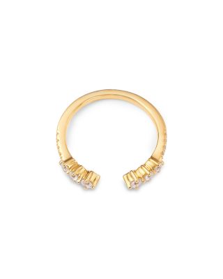 Diamond Tri Stone Cuff Ring in 14K Yellow Gold, 0.33 tcw 