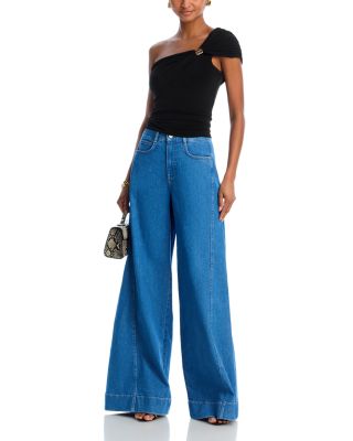 Carol Wide Leg High Waisted Jeans in Surf Blue