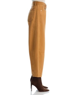 The Twisted High Rise Wide Leg Ankle Jeans in Biscuit