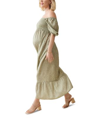 Elbow Sleeve Smocked Maxi Dress