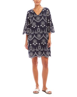 Karen Kane - Flare Sleeve Embroidered Dress