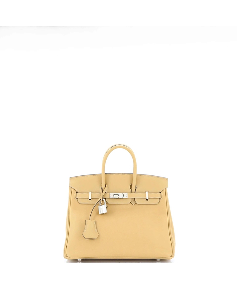Pre-owned Pre-owned Hermes Hermes Birkin 25 Handbag Light Swift With Palladium Hardware In Trench