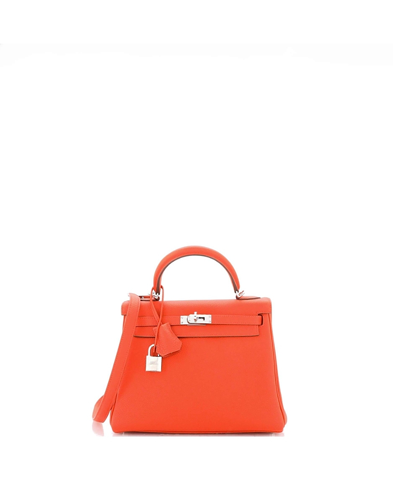 Pre-Owned Hermes Kelly 25 Handbag Togo with Palladium Hardware