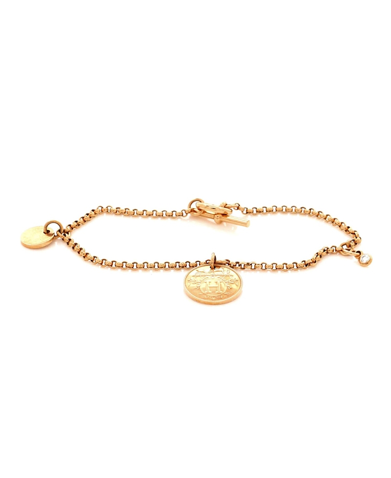 PRE-OWNED HERMES PRE-OWNED HERMES SMALL EX-LIBRIS BRACELET 18K ROSE GOLD WITH DIAMOND