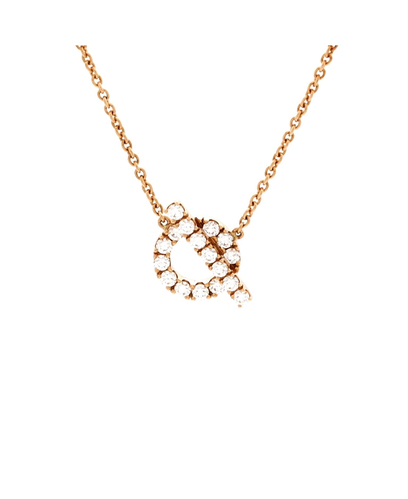Shop Pre-owned Hermes Hermes Finesse Pendant Necklace 18k Rose Gold And Diamonds