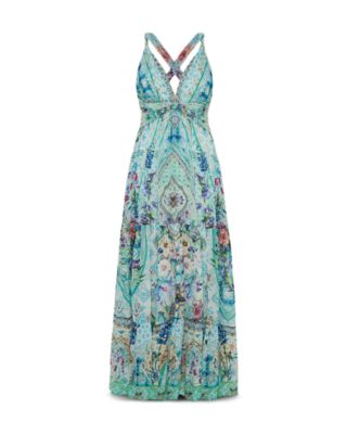 Bead Strap Gathered Panel Dress