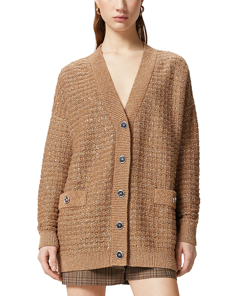 Pinko Beige Mezzo Cardigan In Beige Chanterelle