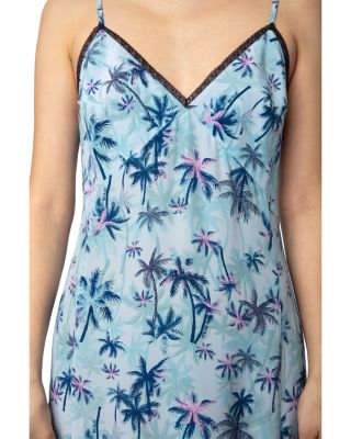 Ramelil Sunset Palm Mist Silk Dress