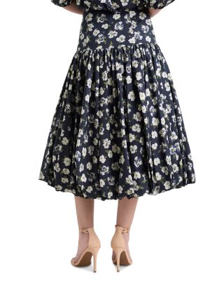 Ellah Mini Tossed Poppies Midi Skirt