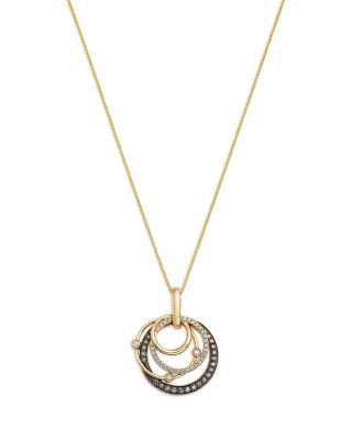 Champagne & Brown Diamond Pendant Necklace in 14K Yellow Gold, 0.50 tcw