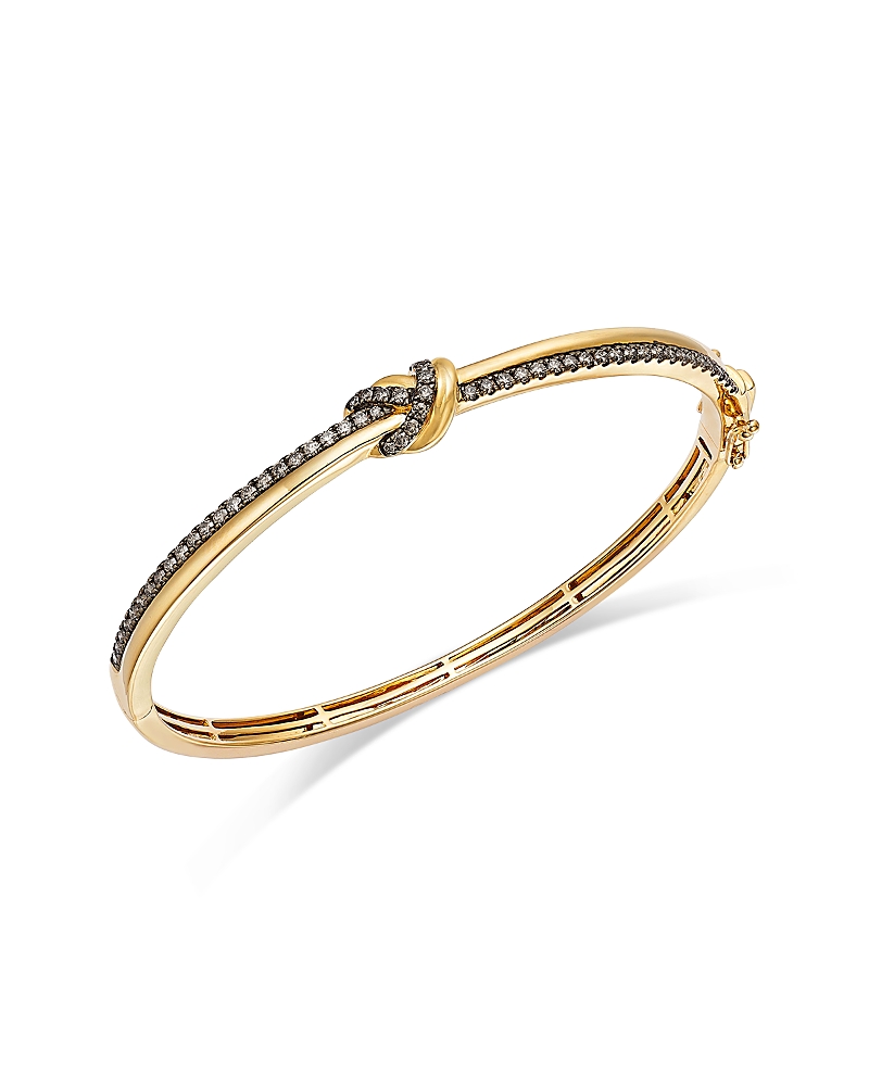 Bloomingdale's Fine Collection Brown Diamond Knot Bangle Bracelet In 14k Yellow Gold, 0.96 Ct. T. W.