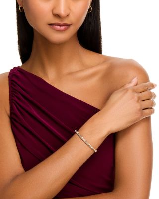 Diamond Twist Bangle in 14K White & Yellow Gold, 0.55 tcw