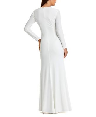 Long Sleeve Keyhole Draped Gown