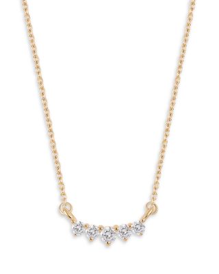 Moon & Meadow - 14K Yellow Gold Lab Grown Diamond Curved Bar Necklace, 16-20"
