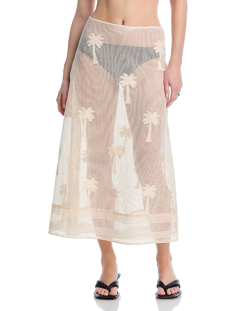 Johanna Ortiz Fair Winds Embroidered Cotton Midi Skirt In Ecru