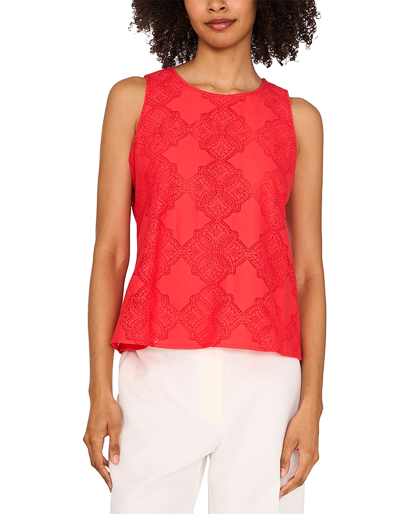 VINCE CAMUTO EYELET EMBROIDERED TOP