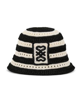 Sandro Striped Crochet Bucket Hat