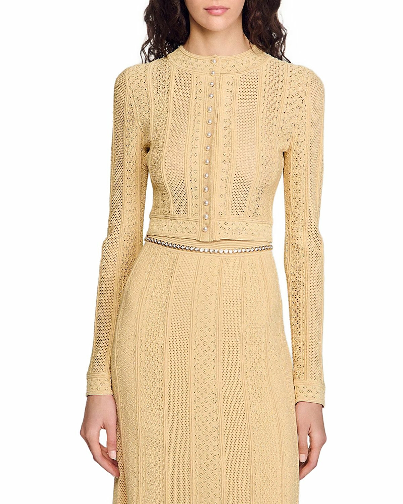 Sandro Pointelle Knit Cardigan