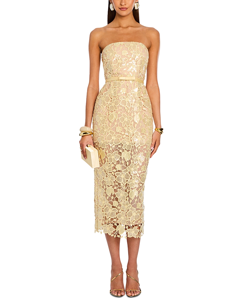 Retroféte Rowen Sequined Lace Midi Dress In Yuzu