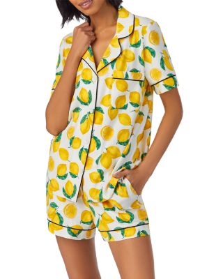 Printed Short Sleeve Boxer Pajama Set