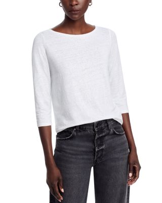 Boat Neck Three Quarter Length Sleeve Top 