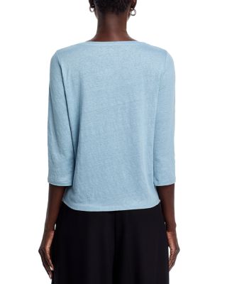 Boat Neck Three Quarter Length Sleeve Top 