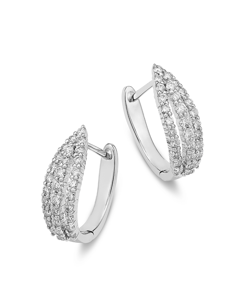 Bloomingdale's Fine Collection Diamond Huggie Hoop Earrings In 14k White Gold, 0.59 Ct. T. W.