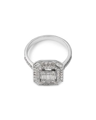Diamond Halo Ring in 14K White Gold, 0.88 tcw