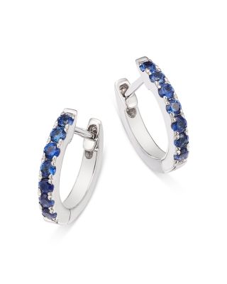 Bloomingdale's Fine Collection - Blue Sapphire Huggie Hoop Earrings in 14K White Gold