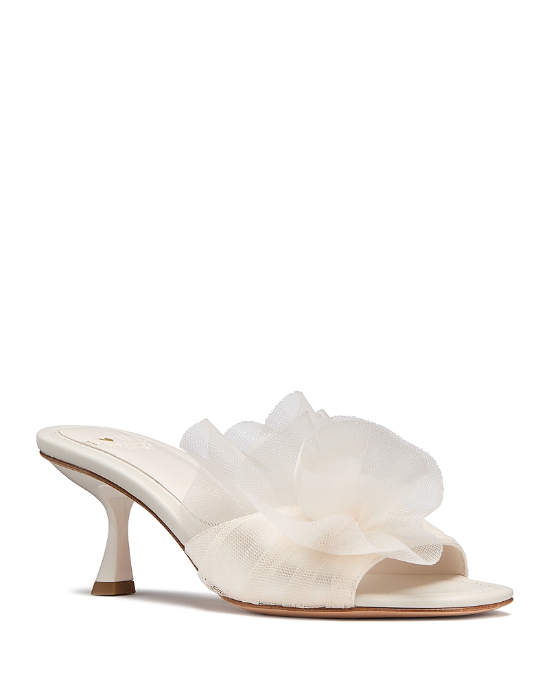 kate spade new york Women's Flourish Ruffled Flower Kitten Heel Sandals