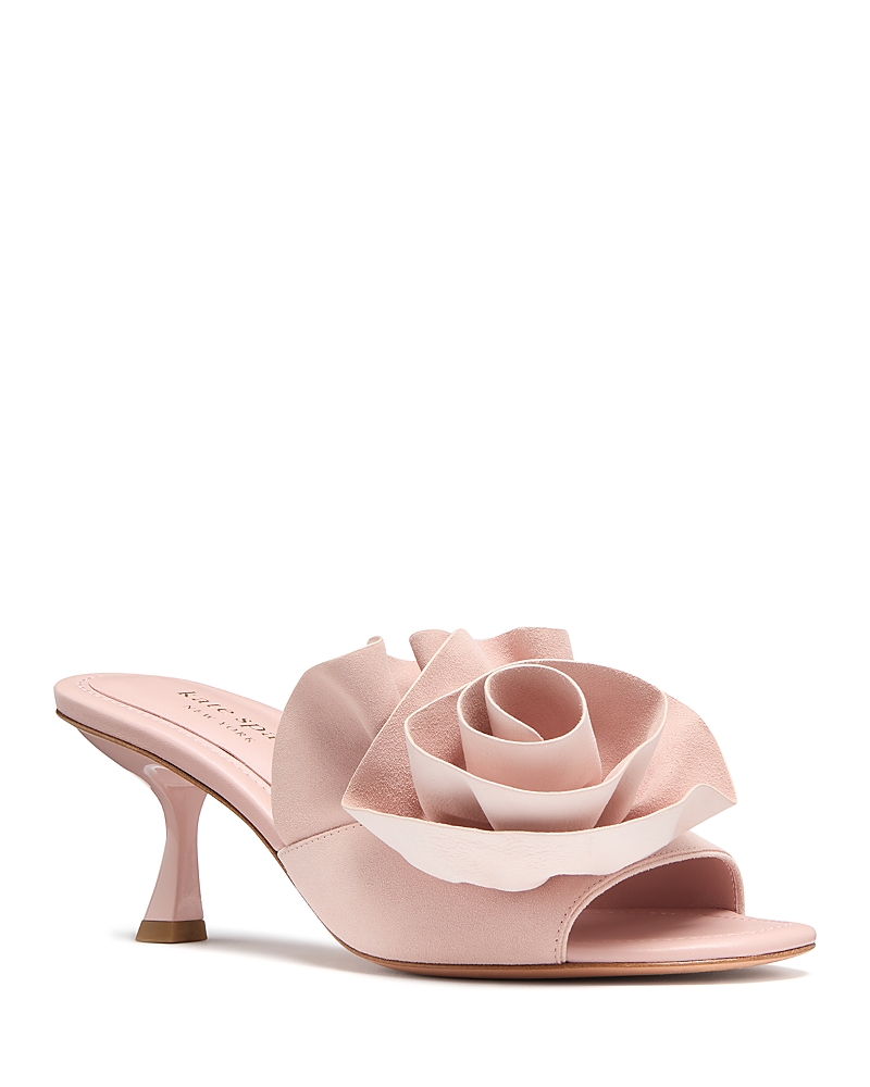 kate spade new york Women's Flourish Ruffled Flower Kitten Heel Sandals
