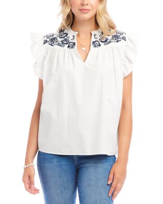 Karen Kane - Embroidered Ruffled Top