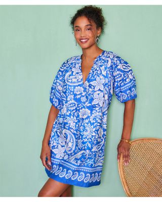 Printed Puff Sleeve Peasant Dress