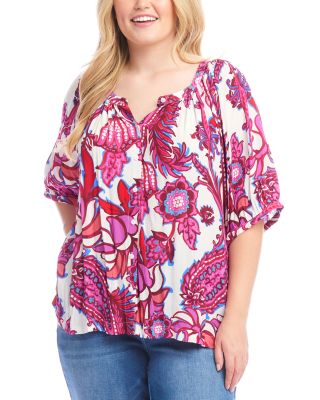 Karen Kane Plus Size Paisley Print Blouse