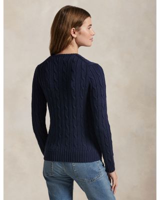 Lauren Ralph Lauren Women's Cable Knit Cotton V Neck Sweater