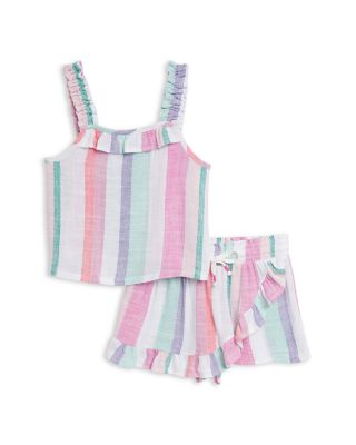 Splendid - Girls' Striped Cotton Candy Tank & Skorts Set - Little Kid, Big Kid