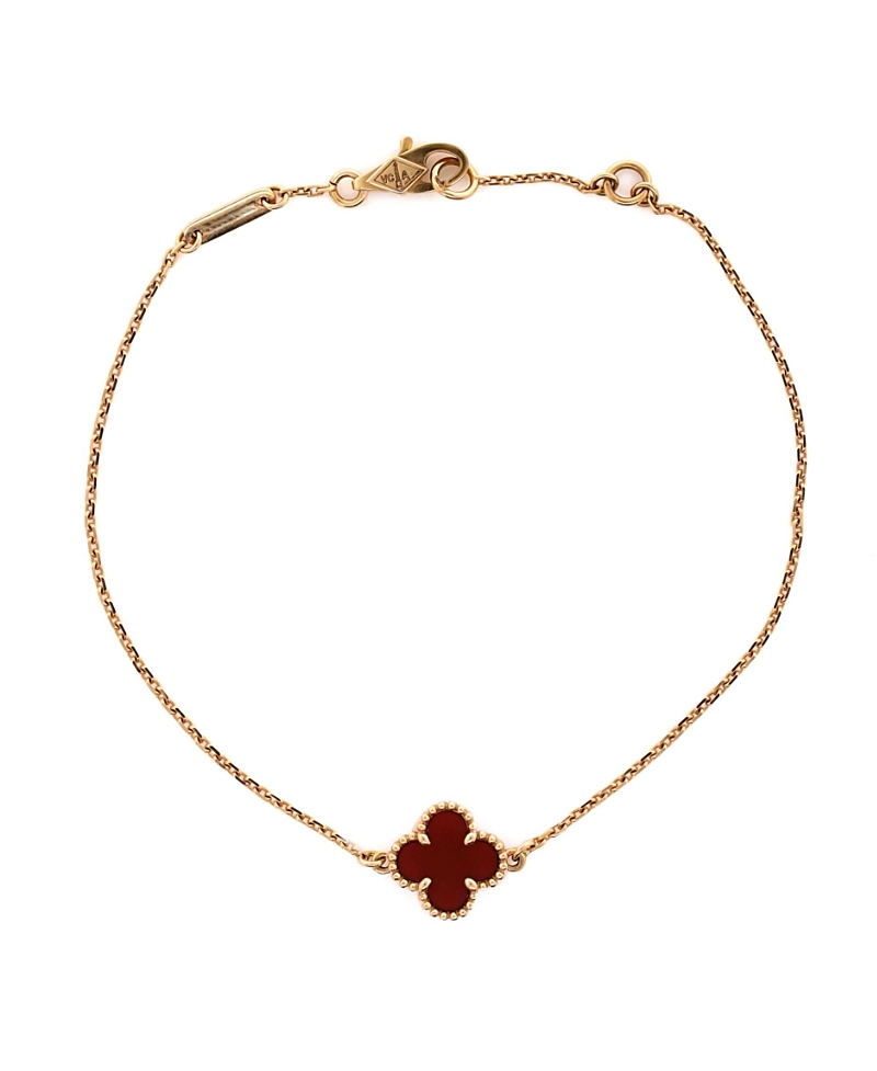 Pre-owned Pre-owned Van Cleef & Arpels Van Cleef & Arpels Sweet Alhambra Bracelet 18k Rose Gold And Carnelian