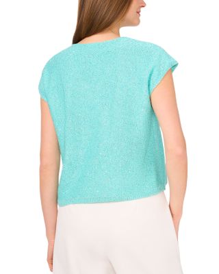 Sequin V Neck Short Sleeve Top